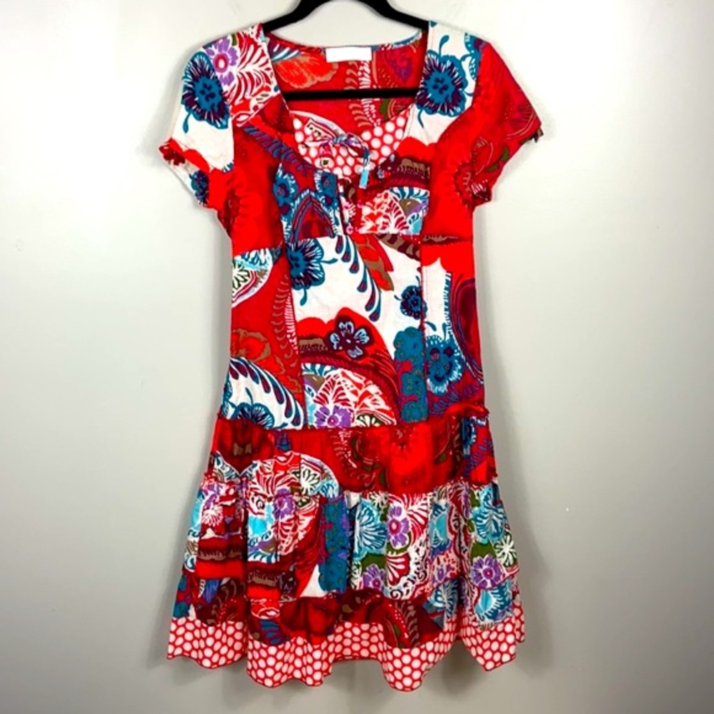 Fred Sabatier Made in France Floral dress says size 10 fits like an 8